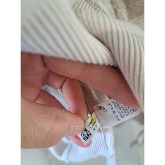 Aerie Chilled Out Large Beige Sherpa Sweatshirt Ribbed Side Panels Women's Cozy - Picture 7 of 11